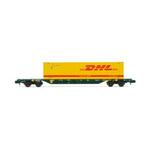 4-achsiger Containerwaggon Sgnss, Grün, mit 45-Container DHL