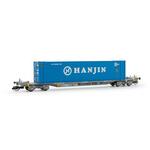 TOUAX, vierachsiger Containerwagen der Bauart Sffgmss mit 45? Container HANJIN