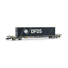 TOUAX, vierachsiger Containerwagen der Bauart Sffgmss mit 45? Container DFDS