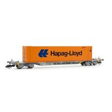 TOUAX, vierachsiger Containertragwagen der BauartSffgmss mit 45? Container Hapag-Lloyd