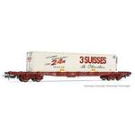 SNCF, 4-achs. Containertragwagen Sgss mit Wechselaufbau, 3 Suisses