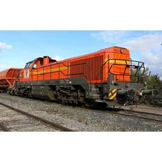 COLAS RAIL, Diesellokomotive Vossloh DE 18, orange/gelb