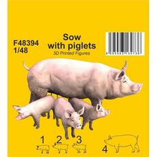 Sow with piglets 1/48 in 1:48
