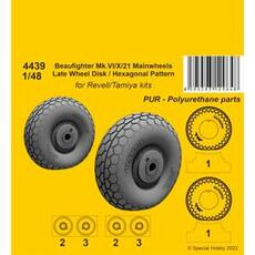 Beufighter Mk.VI/X/21 Mainwheels - Late Wheel Disk / Hexagonal Tread Pattern in 1:48
