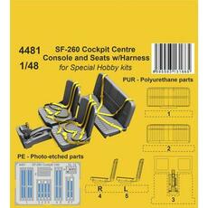 SF-260 Cockpit Centre Console and Seats w/Harness / for SH kits in 1:48