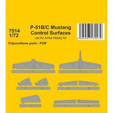 P-51B/C Mustang Control Surfaces 1/72 / for Arma Hobby kit in 1:72