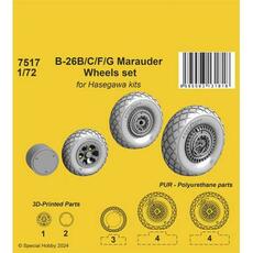 B-26B/C/F/G Marauder Wheels set / for Haseg. and Edu kits in 1:72