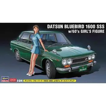 1/24 Datsun Bluebird 1600 SSS mit 60er Jahre Frauenfigur