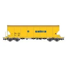 RENFE, vierachsiger Getreidehopper-Wagen, Saltra,gelb mit blauem Logo, Ep. IV-V