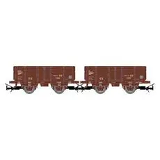 RENFE, 2er-Set zweiachsige offene Wagen, beladen mit Tabak-Saks, oxidrot, Ep. III-IV RENFE, 2er-Set zweiachsige offene Wagen, beladen mit Tabak-Saks, oxidrot, Ep. III-IV