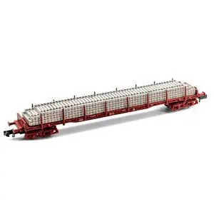 RENFE, 4-achs Flachwagen, mit Betonschwellen