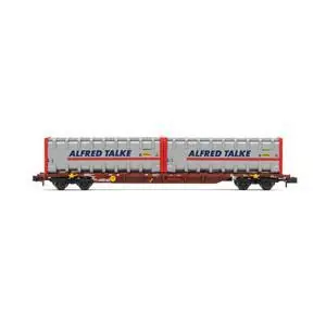 4-achsiger Containerwaggon Sgnss, braun, mit 2x 30container Alfred Talke