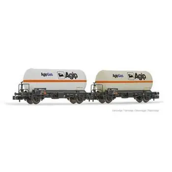 FS, 2er-Set, 2-achsige Benzintankwagen, Agipgas, weiss, Ep. IV