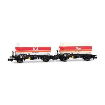 SNCF, 2er-Set, 2-achsige Gastankwagen, AGA Progas,weiss, Ep. IV