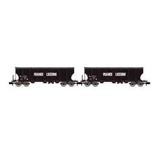 SNCF, 2-tlg. Set 4-achs. Schwenkdachwagen mit gewölbten Silowänden für den Getreidetransport