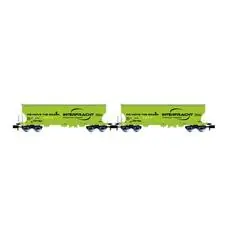 CZ-Interfracht, 2-tlg. Set 4-achs. Schwenkdachwagen mit gewölbten Silowänden