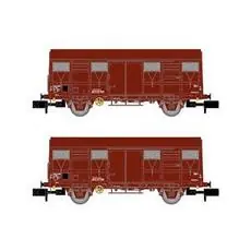 SNCF, 2-tlg. Set 2-achs. gedeckte Güterwagen G4 Permaplex