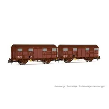 SNCF, 2-tlg. 2-achs. gedeckte Güterwagen Kv Permaplex