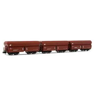 FS, 3-tlg. Set 4-achs. Schwenkdachwagen Falns, Braun, a losanga