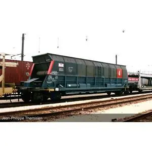 SNCF, 2-tlg Set 4-achs. Selbstentladewagen Faoos für Kohletransport, S.G.W.