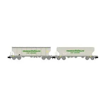 SNCF, 2-Pack-Getreidehopperwagen Transcéréales ? CAF Grains, flach + abgerundet W., Ep. IV-V