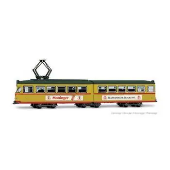 Tram Duewag GT6, zwei Frontlichter VBK Karlsruhe ?Moninger-Bier, Ep. IV