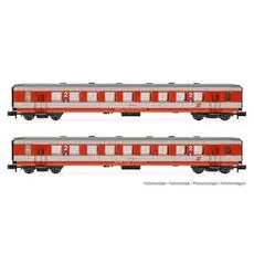 ÖBB, 2-tlg. Set Reisezugwagen Schlierenwagen, 2. Klasse, Rot/Grau, K2