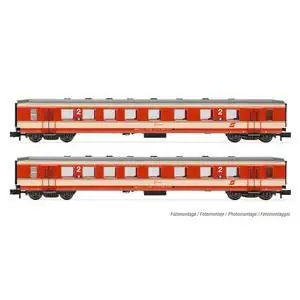 ÖBB, 2-tlg. Set Reisezugwagen Schlierenwagen, 2. Klasse, Jaffa mit dunklem Dach
