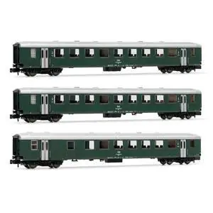 ÖBB, 3-tlg. Set Reisezugwagen Schlieren, 2. Klasse, Grün