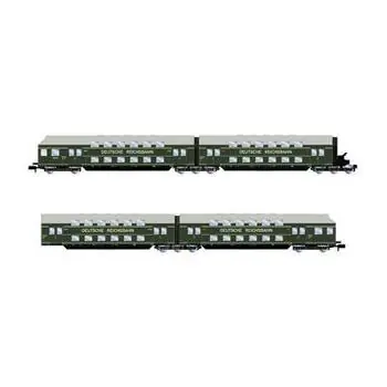 DR, vierteiliger Doppeldeckerwagen DBv, dunkelgrün, DEUTSCHE REICHSBAHN, Ep. III