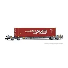 4-Achs-Containerwagen, grau beladen mit 1 x 45 FußContainer Norbert Dentressangle, Ep. VI 4-Achs-Containerwagen, grau beladen mit 1 x 45 FußContainer Norbert Dentressangle, Ep. VI