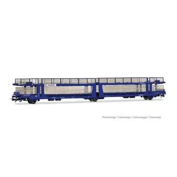 Transfesa, dreiachsiger Autotransporter, modernisierter Laeks 63C Hispanauto, blau, Ep. VI
