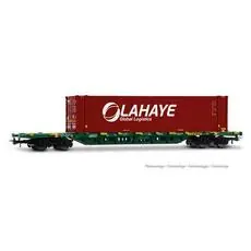 CEMAT, Sgnss-Containerwagen, grün, mit 45\' Container LAHAYE, Ep. VI