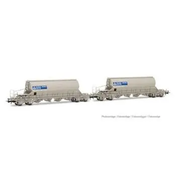 SNCF, 2er-Set, Taoos-Hopper-Kombis, NORSK HYDRO AZOTE, langer Fahrgestell, grau, Ep. IV