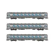SNCF, 3-tlg. Set DEV Inox Reisezugwagen (kurz), bestehend aus 1x A8, 1x A3B5 und 1x A5s