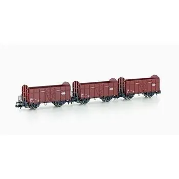 3er Set offene Güterwagen Fbkk SBB, Ep.IV, mit SBBKreuz