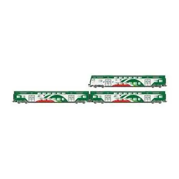 Trenitalia Tper, 3er-Set, Vivalto-Wagen (1 mit Fahrerkabine) FER-Lackierung, Rippendach, Ep. VI