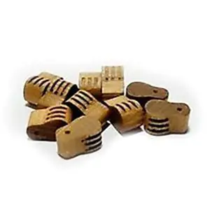 Blöcke, dreifach, Walnuss, 12 mm, 4 Stück