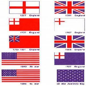Fahnen, USA und britisch, 1/2 x 3/4