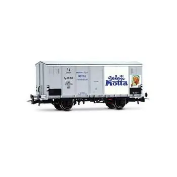 FS, zweiachsiger Kühlwagen Hgb, Metallkarosserie,silberner Gelati Motta, Ep. III