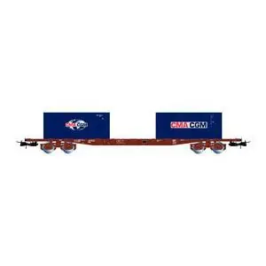 ERR, 4-achs. Flachwagen Sg, in Brauner Lackierung,mit 2 x 20 Container CMA CGM