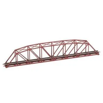 gebogene Fachwerkbrücke, eingleisig, rot