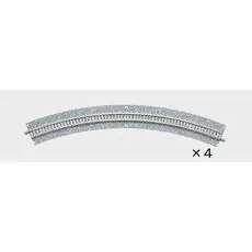 4 Gleise, gebogen, mit breiter Schotterbettung, 45°, r 391 mm. 4 Gleise, gebogen, mit breiter Schotterbettung, 45°, r 391 mm.