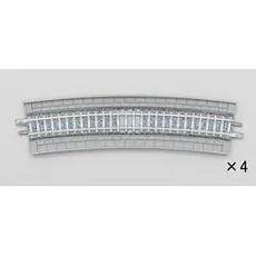 4 Doppelgleise, gebogen, in Beton-Viaduktbettung,15°, r 541 mm