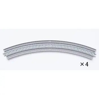 4 Doppelgleise, gebogen, in Beton-Viaduktbettung,45°, r 391 mm