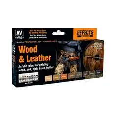 Farb-Set, Holz & Leder, 8 x 17 ml