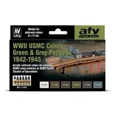 Farb-Set, WWII USMC, Grün & Grau Tarnung