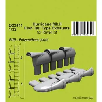 Hurricane Mk.II Fish Tail Type Exhausts 1/32 in 1:32