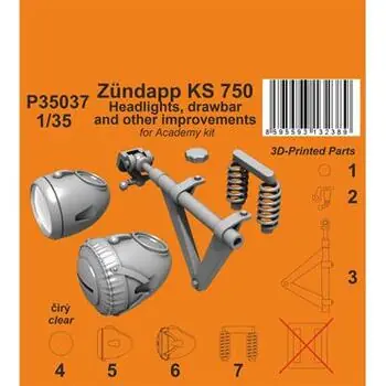 Zündapp KS 750 Headlights, drawbar and other improvements 1/35 / for Academy kit in 1:35