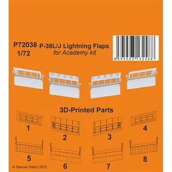 P-38L/J Lightning Flaps 1/72 / for Academy kit in 1:72